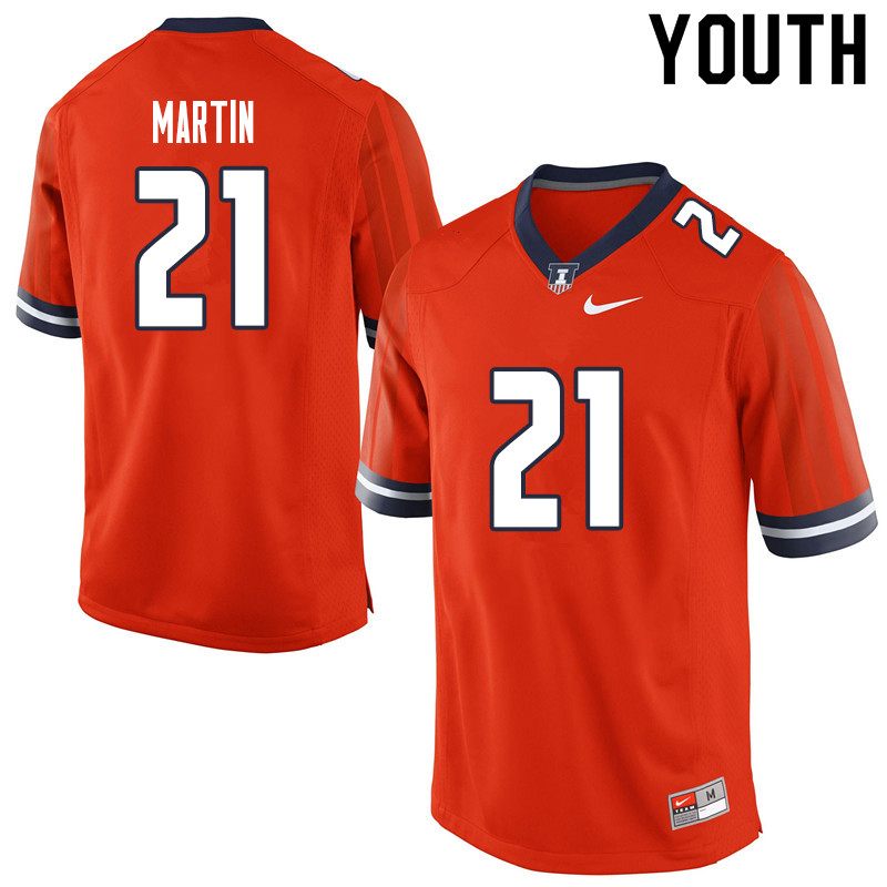 Youth #21 Jartavius Martin Illinois Fighting Illini College Football Jerseys Sale-Orange